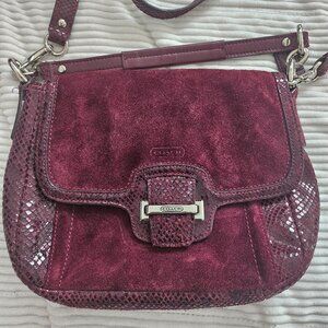 Coach Taylor Suede and Snakeskin Leather Crossbody Front Flap Bag F25147